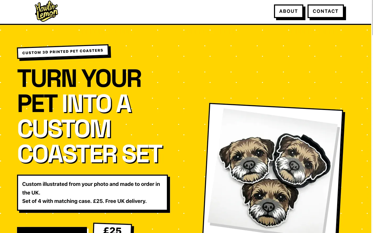 Screenshot of the Howlin’ Lemon website homepage